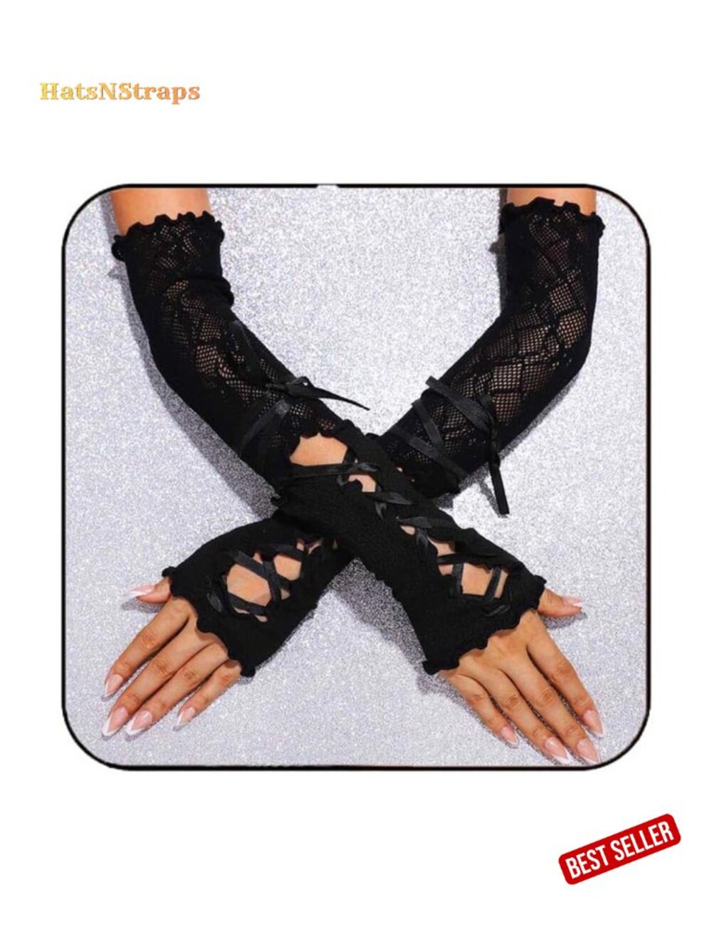 Fingerless Lace Up Gloves Gothic Elbow Length Arm Sleeves